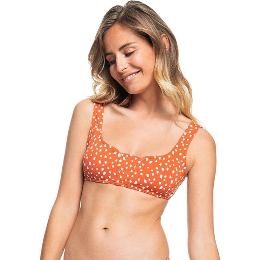 NWT Roxy Tropical Oasis Bralette Bikini Top - Ginger Dots LARGE